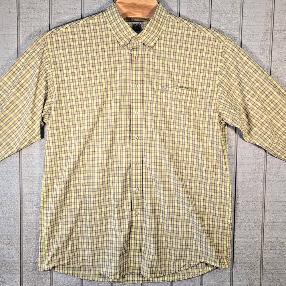 Cinch Dress Shirt Men's XXL Medium Lime Green Plaid Long Sleeve Western Cowboy - Picture 2 of 9